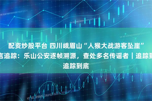 配资炒股平台 四川峨眉山“人猴大战游客坠崖”谣言追踪：乐山公安逐帧溯源，查处多名传谣者｜追踪到底