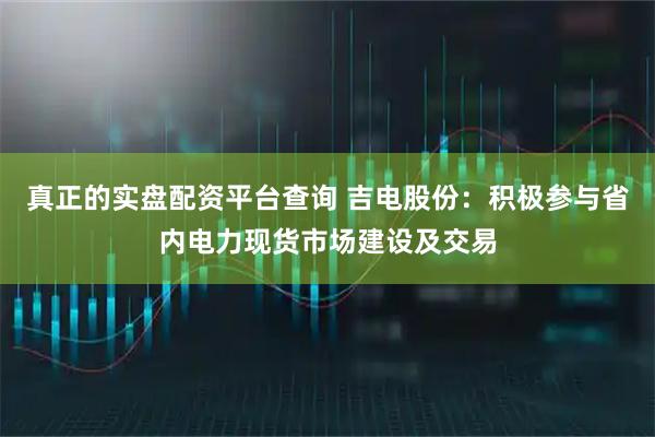 真正的实盘配资平台查询 吉电股份：积极参与省内电力现货市场建设及交易