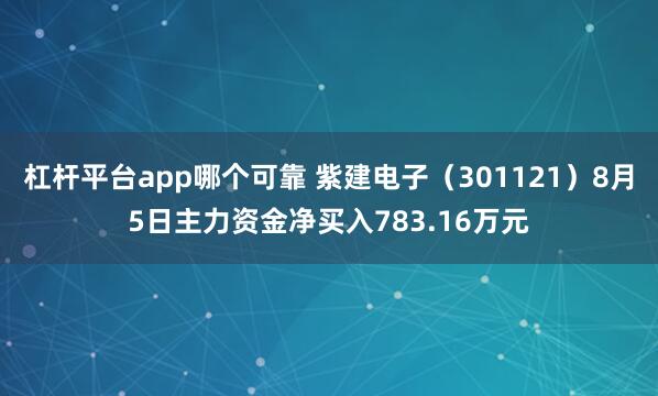 杠杆平台app哪个可靠 紫建电子（301121）8月5日主力资金净买入783.16万元