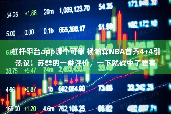 杠杆平台app哪个可靠 杨瀚森NBA首秀4+4引热议！苏群的一番评价，一下就戳中了要害